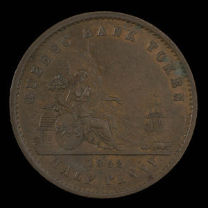 Canada, Quebec Bank, 1/2 penny : 1852