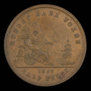 Canada, Quebec Bank, 1/2 penny : 1852