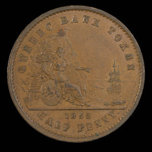 Canada, Quebec Bank, 1/2 penny : 1852