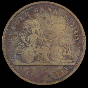 Canada, Quebec Bank, 1/2 penny : 1852