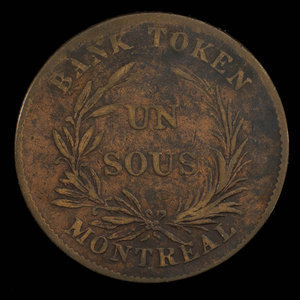 Canada, Bank of Montreal, 1 sou : 1838