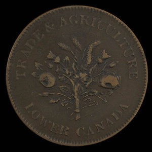 Canada, Bank of Montreal, 1 sou : 1838