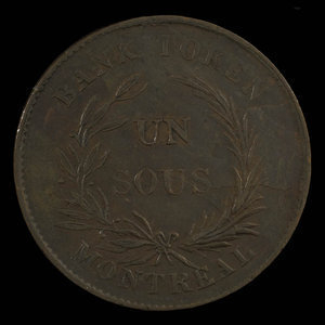 Canada, Bank of Montreal, 1 sou : 1838