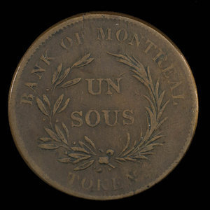 Canada, Bank of Montreal, 1 sou : 1838