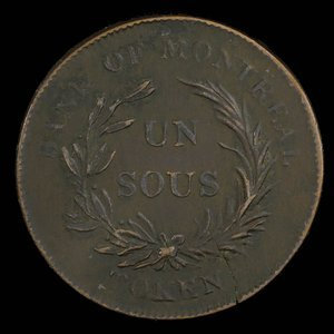 Canada, Bank of Montreal, 1 sou : 1838