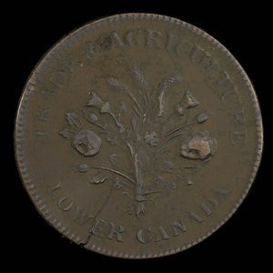 Canada, Bank of Montreal, 1 sou : 1838