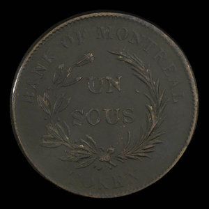 Canada, Bank of Montreal, 1 sou : 1838