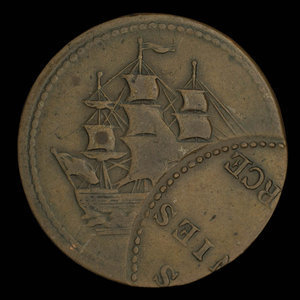 Canada, unknown, 1/2 penny : 1838