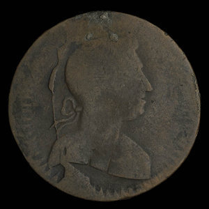 Canada, unknown, 1/2 penny : 1838