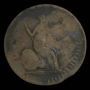 Canada, unknown, 1/2 penny : 1838