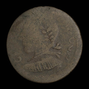 Canada, unknown, 1/2 penny : 1838