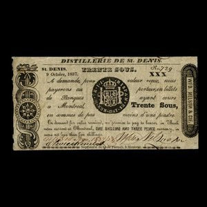 Canada, Wfd. Nelson & Co., 30 sous : October 9, 1837