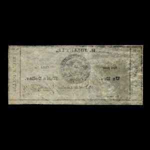 Canada, B. Joliette, 1 ecu : November 20, 1838