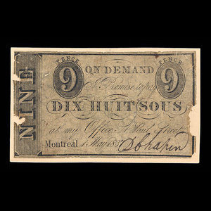 Canada, Dexter Chapin, 9 pence : May 1, 1837