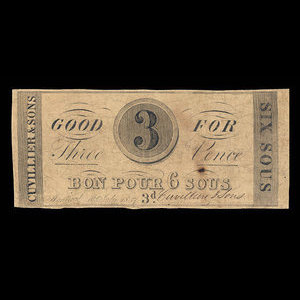 Canada, Cuvillier & Sons, 3 pence : July 10, 1837