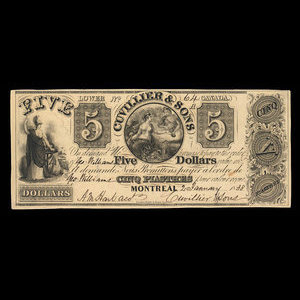 Canada, Cuvillier & Sons, 5 dollars : January 2, 1838