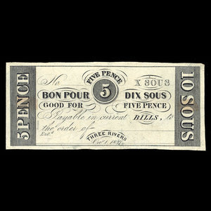 Canada, Hart's Bank, 10 sous : October 1, 1837