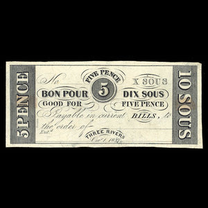 Canada, Hart's Bank, 10 sous : October 1, 1837