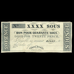 Canada, Hart's Bank, 40 sous : October 1, 1837