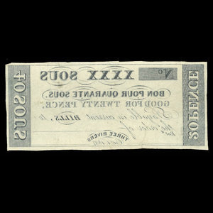 Canada, Hart's Bank, 40 sous : October 1, 1837