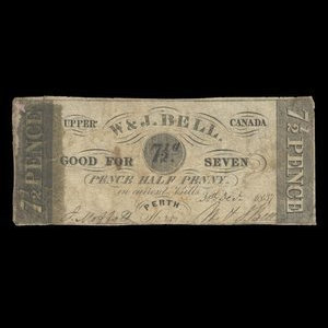 Canada, W. & J. Bell, 7 1/2 pence : December 30, 1837