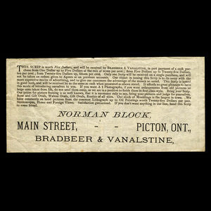 Canada, Bradbeer & Vanalstine, 5 dollars : 1894