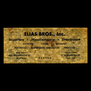 Canada, Elias Bros., Inc., no denomination : 1877