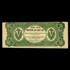 Canada, Henry Muth, no denomination : 1887