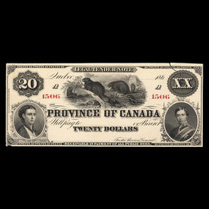 Canada, Province of Canada, 20 dollars : 1866