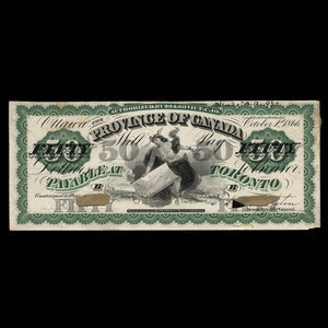 Canada, Province of Canada, 50 dollars : October 1, 1866