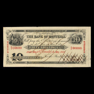 Canada, Bank of Montreal, 10 dollars : May 5, 1852