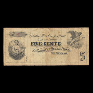 Canada, Hollister, Jewell & Co., 5 cents : January 1, 1889