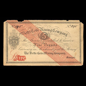 Canada, Betts Cove Mining Company, 5 pounds : 1886