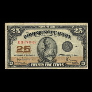 Canada, Dominion of Canada, 25 cents : July 2, 1923