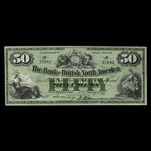 Canada, Bank of British North America, 50 dollars : July 3, 1877