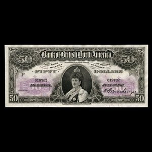 Canada, Bank of British North America, 50 dollars : July 3, 1911