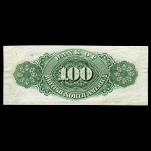 Canada, Bank of British North America, 100 dollars : July 3, 1877