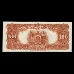 Canada, Bank of British North America, 100 dollars : July 3, 1911