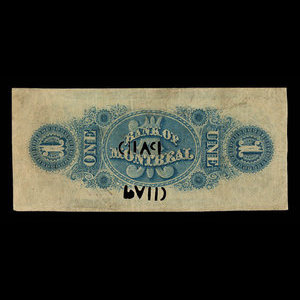 Canada, Bank of Montreal, 1 dollar : August 1, 1856