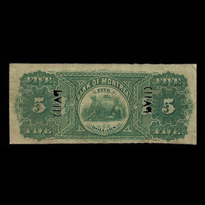 Canada, Bank of Montreal, 5 dollars : January 2, 1882