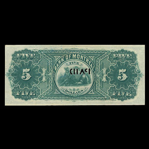 Canada, Bank of Montreal, 5 dollars : January 2, 1888