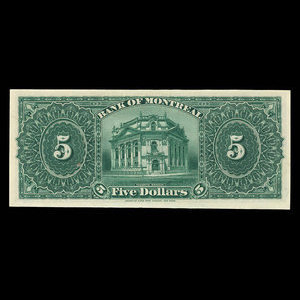 Canada, Bank of Montreal, 5 dollars : January 2, 1891