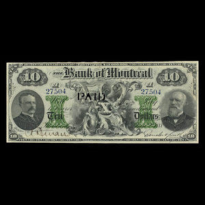 Canada, Bank of Montreal, 10 dollars : January 2, 1888