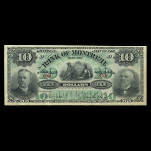 Canada, Bank of Montreal, 10 dollars : January 2, 1891