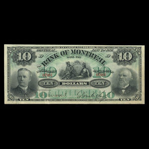 Canada, Bank of Montreal, 10 dollars : January 2, 1891