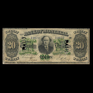 Canada, Bank of Montreal, 20 dollars : April 3, 1871