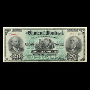 Canada, Bank of Montreal, 20 dollars : January 2, 1891
