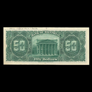 Canada, Bank of Montreal, 50 dollars : January 2, 1891