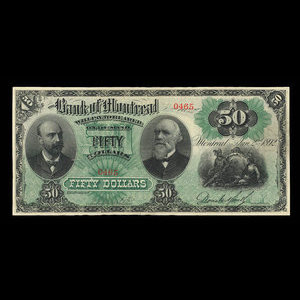 Canada, Bank of Montreal, 50 dollars : January 2, 1892