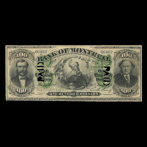 Canada, Bank of Montreal, 100 dollars : June 6, 1871